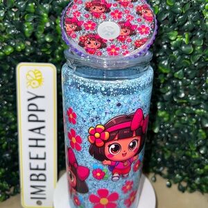Blue and Purple Dora-Inspired Plastic Snowglobe Tumbler 20oz